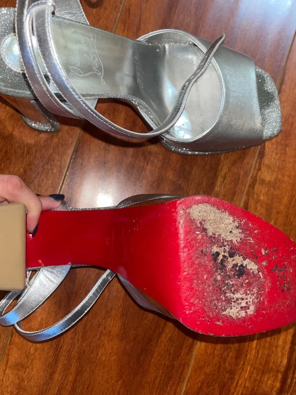 Christian louboutin silver platforms size 39
